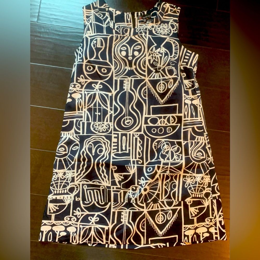 Ink blue and white batik print summer shift!